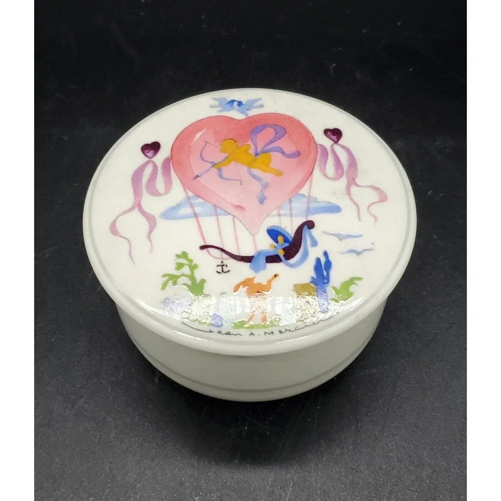 Villeroy Boch Porcelain Trinket Box Botanica A. Mercier Signed Romantic Love Lid